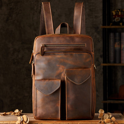 Mochila de Cuero Crazy Horse Artesanal para Hombre - Image 10