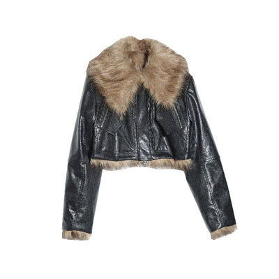 Chaqueta Corta de Cuero Reversible con Pelaje Salvaje - Image 6