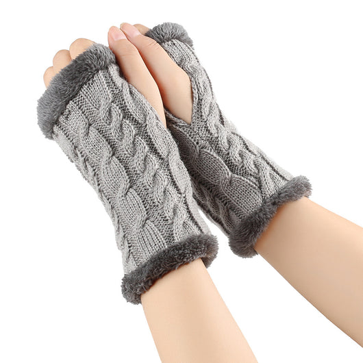 Guantes de Invierno Tejidos sin Dedos - Lana Térmica Gruesa para Mujer - Image 18