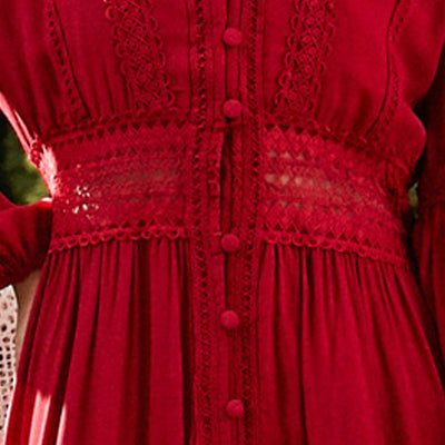 Vestido Largo de Encaje con Escote V y Cintura Alta - Image 14