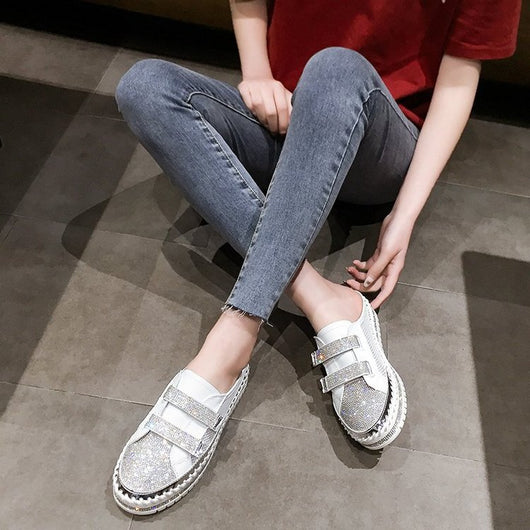 Sandalias Casuales de Mujer con Strass y Diseño Calado
