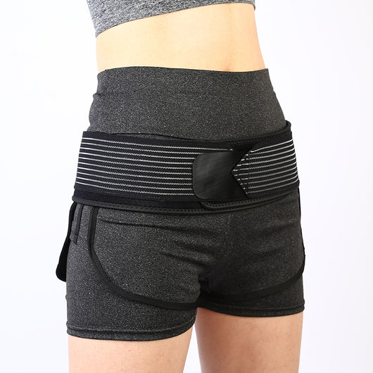 Black adjustable retractable hip lifter correction support belt, folded on a white background. - Image 4