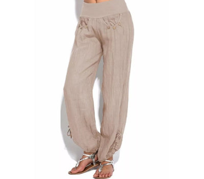 Pantalones Anchos Casuales con Botones Sueltos para Mujer - Image 8