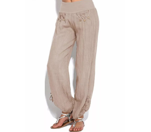 Pantalones Anchos Casuales con Botones Sueltos para Mujer - Image 8