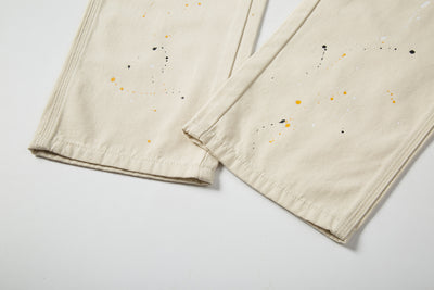 Pantalones Casuales Khaki con Diseño Patchwork y Salpicaduras de Tinta - Image 7