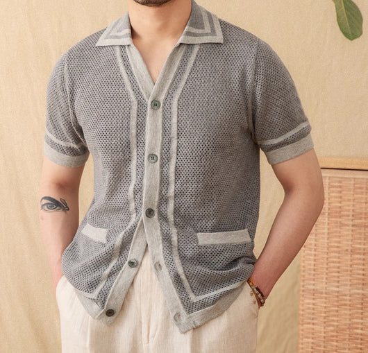 Cardigan Corto Estilo Preppy con Calados Elegantes - Image 2