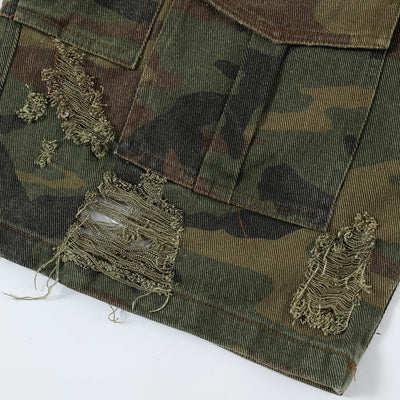 Shorts Punk Holgados con Múltiples Bolsillos y Detalles Rotos - Image 4
