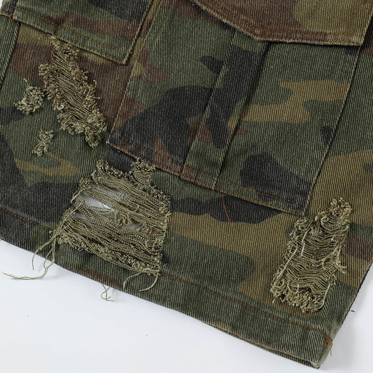 Shorts Punk Holgados con Múltiples Bolsillos y Detalles Rotos - Image 4