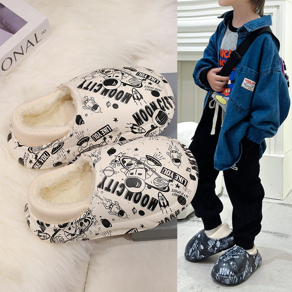 Kids' Winter Cotton Slippers - Warm, Waterproof, and Cozy