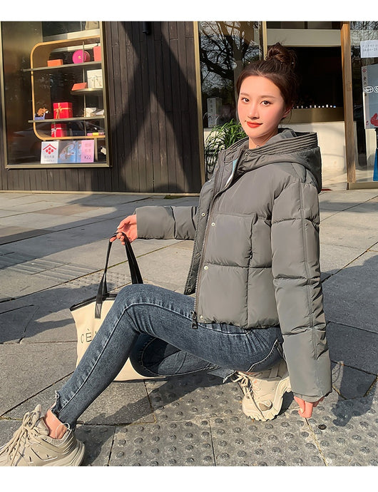 Chaqueta Corta Acolchada con Capucha para Mujer - Estilo Casual - Image 34