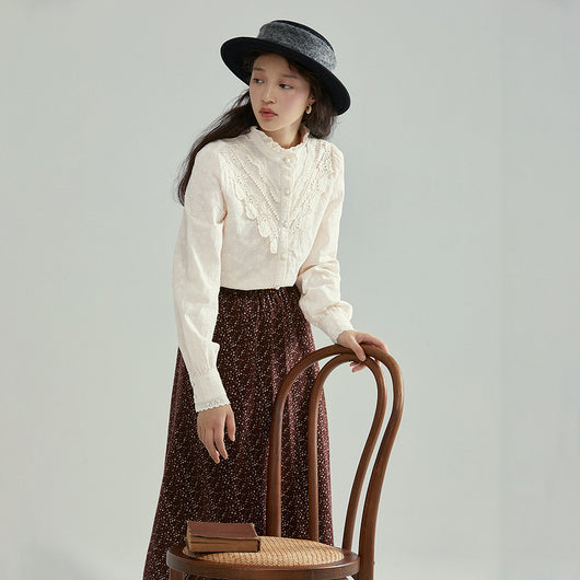 Blusa de Encaje Manga Larga Elegante Ajustada Efecto Adelgazante - Image 10