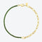 Pulsera de Plata Esterlina S925 con Piedra Verde y Detalles de Diamantes