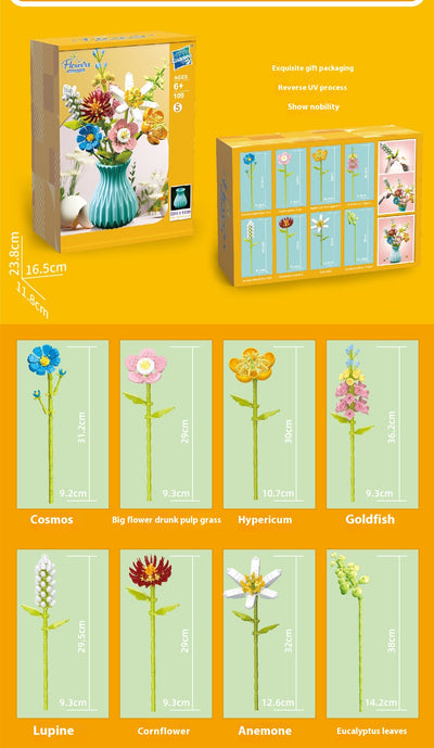 Bloques de Construcción Flores con Piezas Pequeñas - Juguete Educativo Armable - Image 15