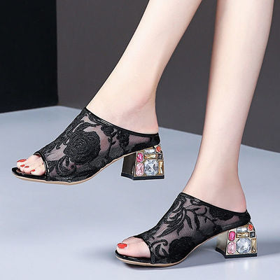 Sandalias de Piel Cómoda con Tacón Medio Dorado - Pantuflas Elegantes Tipo Pez - Image 13