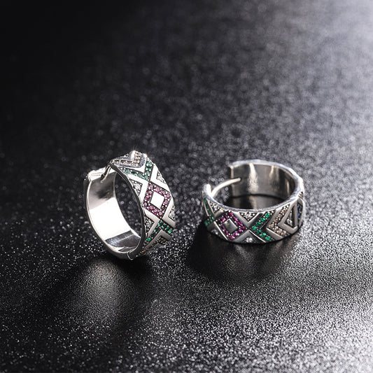 Aretes Tribales Multicolor en Plata 925 Hipoalergénicos para Mujer