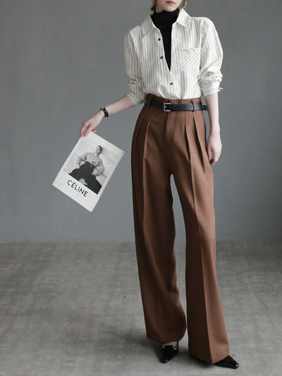 Pantalones de Talle Alto Mujer Pierna Ancha Recta Elegantes - Image 11