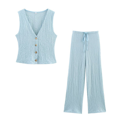 Conjunto Texturizado: Chaleco y Pantalón Recto - Image 3