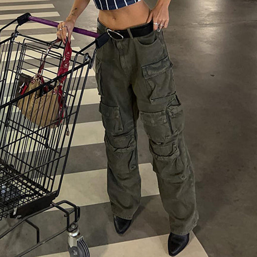 Jeans Rectos para Mujer con Múltiples Bolsillos y Diseño Versátil - Image 2