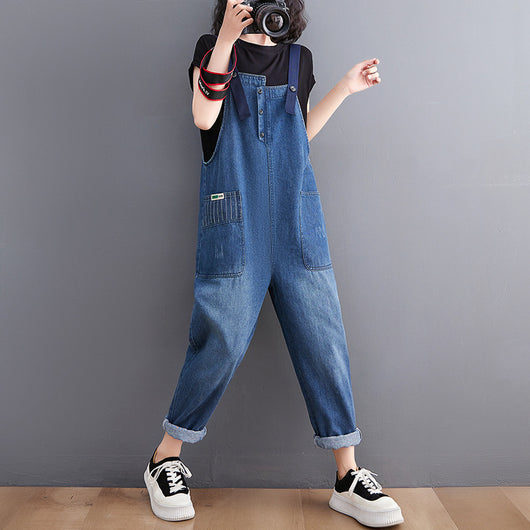 Overol Denim Suelto Retro Casual para Mujer - Image 6