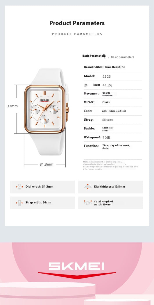 Reloj Cuadrado de Silicona Multifuncional Impermeable para Niñas - Image 18
