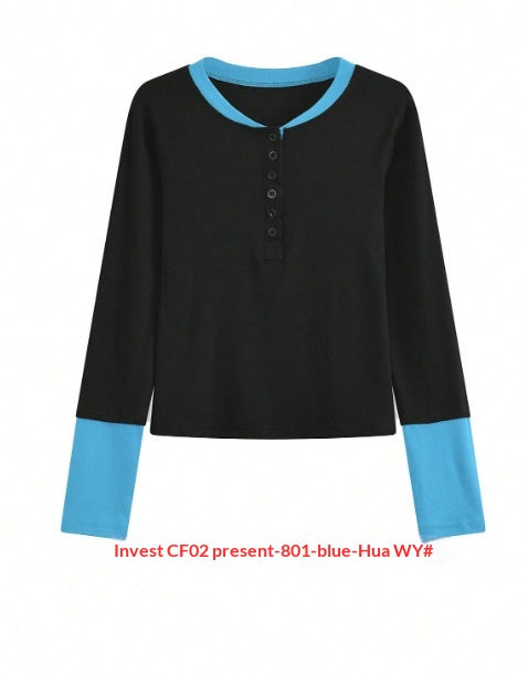 Camiseta Manga Larga Retro Bicolor con Efecto Dos Piezas - Image 7