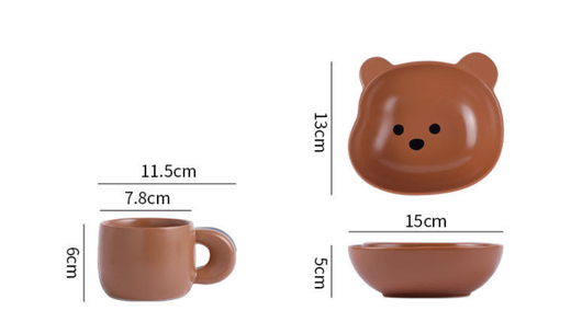 Juego de Plato Desayunero y Tazón de Cerámica con Diseño Osito Tierno - Image 8