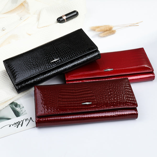 Cartera Larga de Cuero Genuino para Mujer