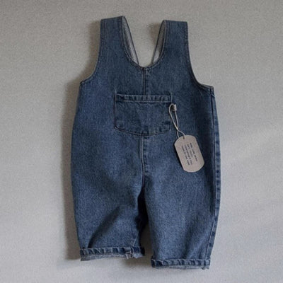 Pantalón Tipo Overol Denim Azul con Tirantes para Niños y Niñas - Image 3