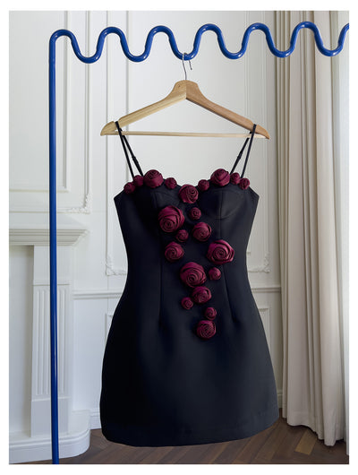 Falda Suspender Estilo Socialité Francesa con Cintura Ajustada y Flores - Image 10