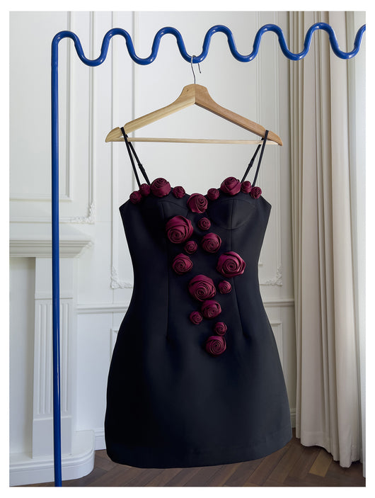 Falda Suspender Estilo Socialité Francesa con Cintura Ajustada y Flores - Image 10