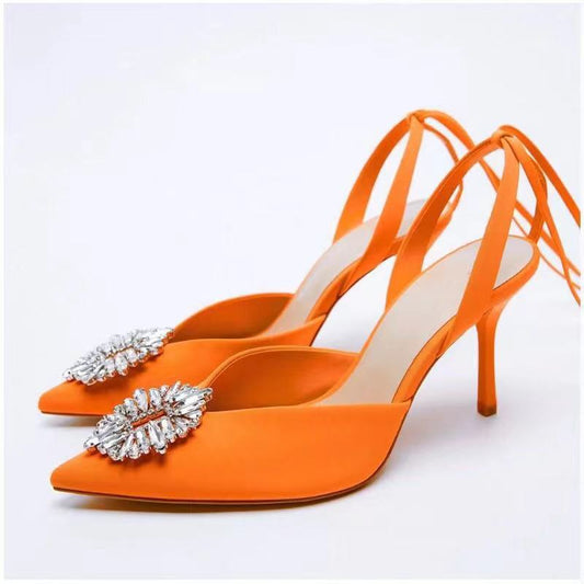 Sandalias Romanas Stiletto con Tira de Tobillo para Mujer