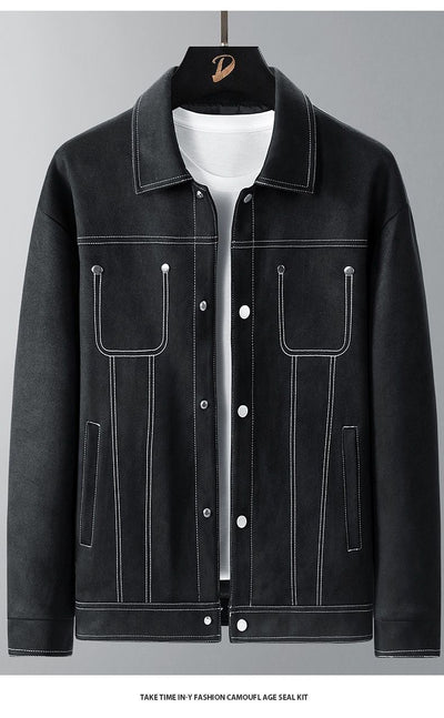 Chaqueta de Trabajo Primavera-Verano en Tela Tipo Ante para Hombre - Image 6