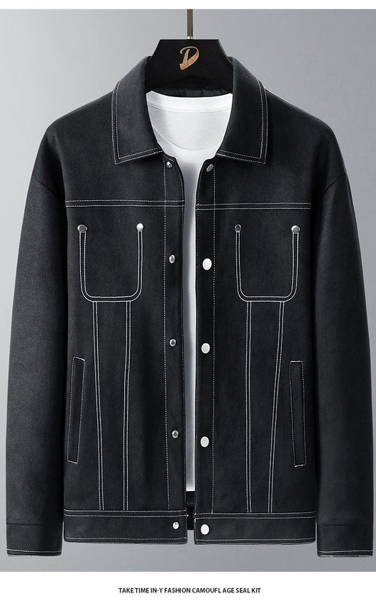 Chaqueta de Trabajo Primavera-Verano en Tela Tipo Ante para Hombre - Image 6