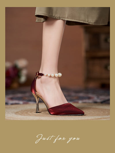 Sandalias de Perla con Tacón Stiletto para Mujer - Talla Pequeña - Image 18