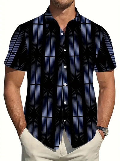 Camisa Manga Corta Hombre con Estampado Geométrico Moderno - Image 14