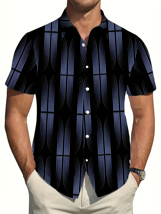 Camisa Manga Corta Hombre con Estampado Geométrico Moderno - Image 14