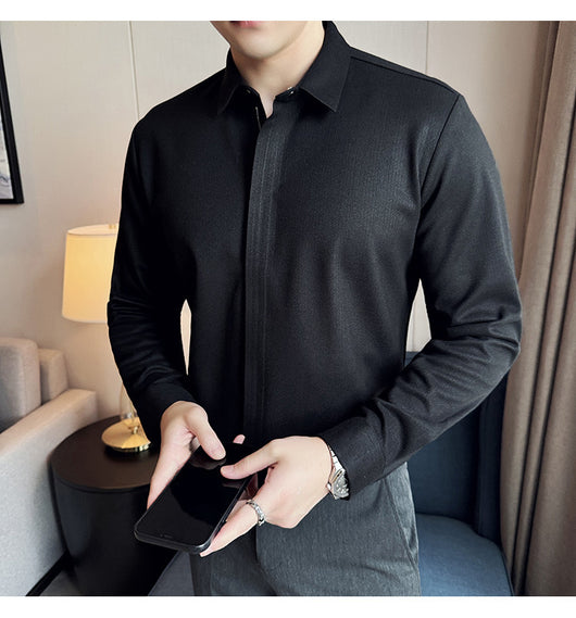 Camisa Manga Larga Ajustada con Diseño de Cierre y Rayas Elásticas - Image 29