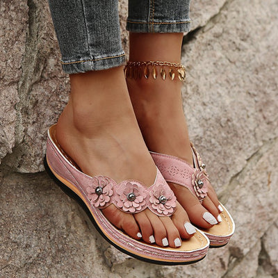 Sandalias Cuña Retro Flores para Mujer - Zapatos de Playa Cómodos Verano - Image 5