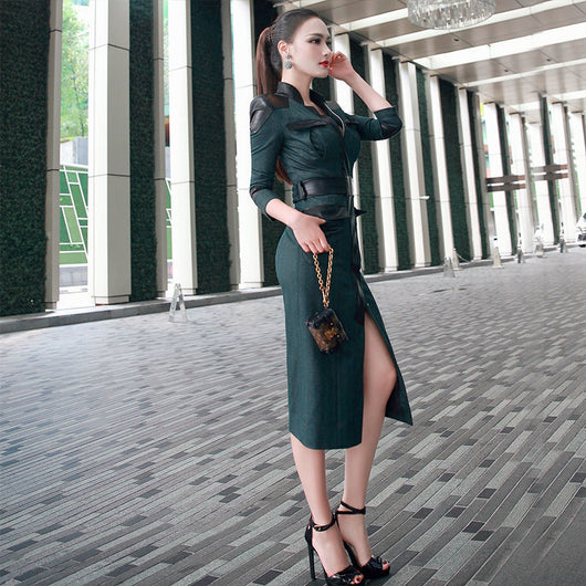 Vestido de Cuero con Cierre Frontal Estilo Celebrity - Image 4
