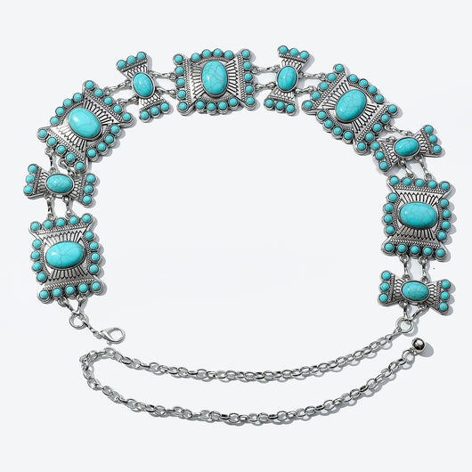 Cinturón de Cadena Turquesa Tallada en Aleación de Zinc - Diseño Versátil y Elegante - Image 16