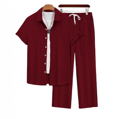 Conjunto de Pantalón y Camisa Suelta Casual para Hombre Talla Grande - Image 3