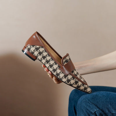 Zapatos Planos de Cuero Vacuno a Cuadros para Mujer - Image 4