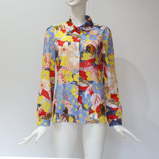 Blusa Casual de Chifón con Estampado Floral y Manga Larga para Mujer - Image 12