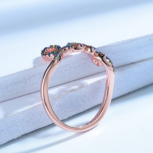 Anillo de Plata Esterlina Personalizado Arcoíris con Diamante - Image 5