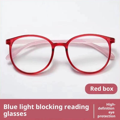 Black round frame reading glasses with blue light blocking lenses for high-definition eye protection. - Image 5