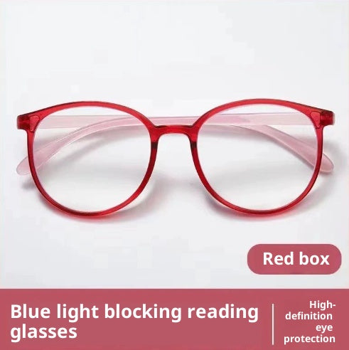 Black round frame reading glasses with blue light blocking lenses for high-definition eye protection. - Image 5