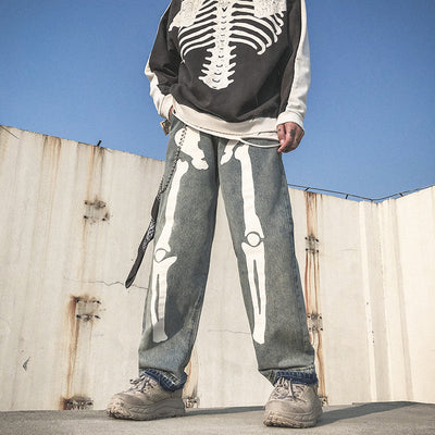 Pantalón Denim Recto Luminoso con Estampado Artístico - Image 12