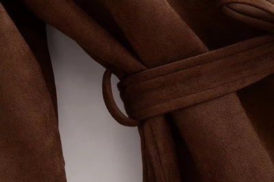 Chaqueta Camisa Polo Suede con Cinturón - Manga Larga Oversize - Image 17