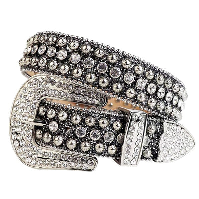 Cinturón de Aleación con Hebilla de Remaches y Cristales Brillantes para Mujer - Image 11