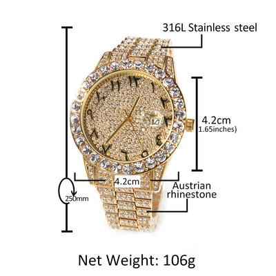 Reloj Digital de Flores Británicas con Diamantes Completos y Pantalla Grande - Image 7